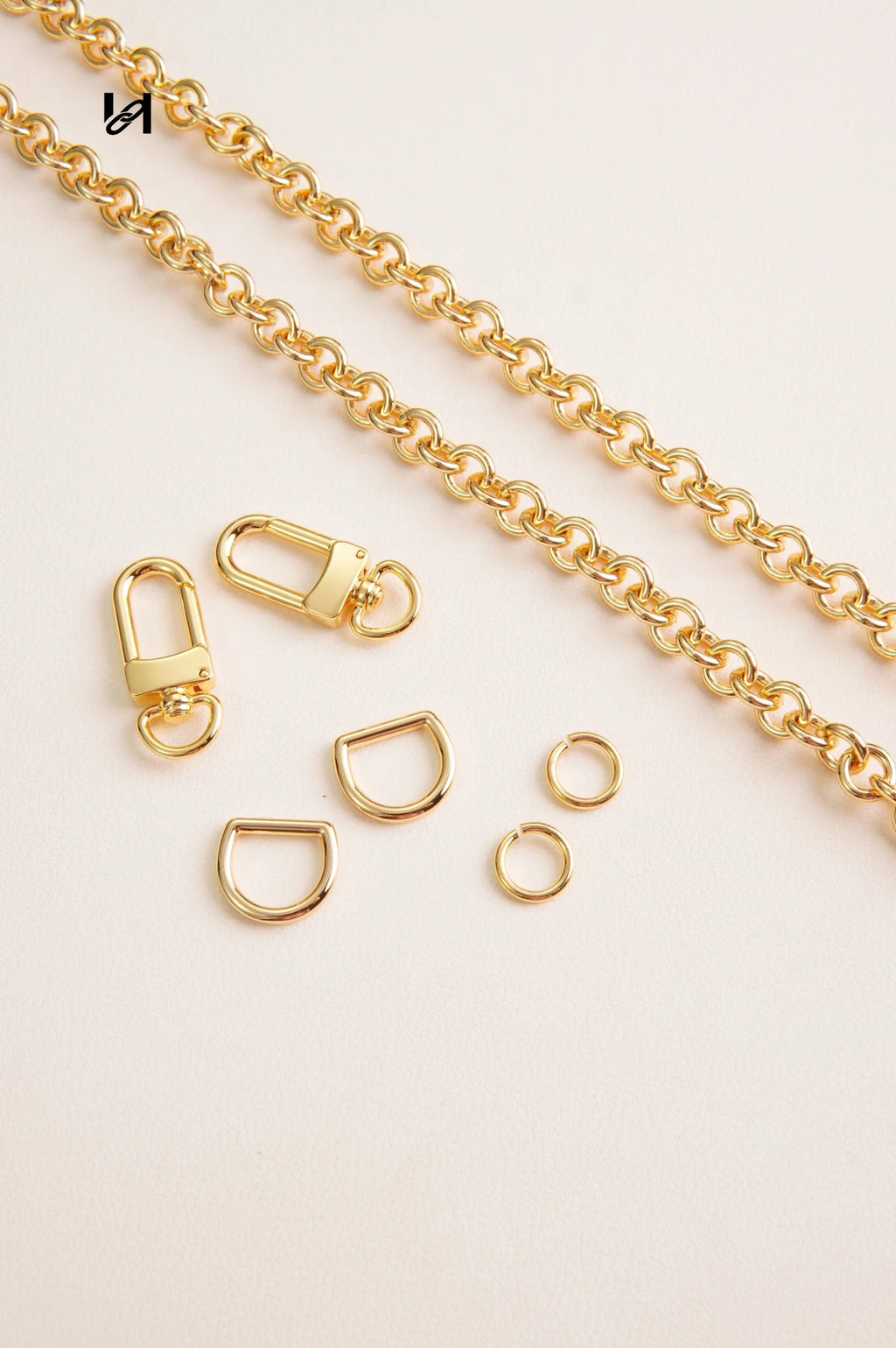 9mm hoodle shape chain - Chain Set / Gold - hardware