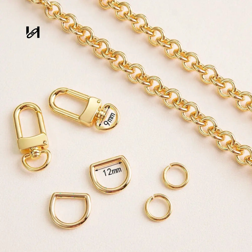 9mm hoodle shape chain - Chain Set / Gold - hardware