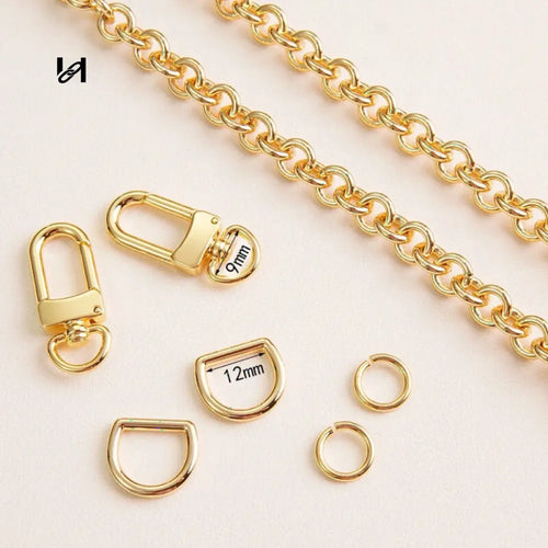 9mm hoodle shape chain - Chain Set / Gold - hardware
