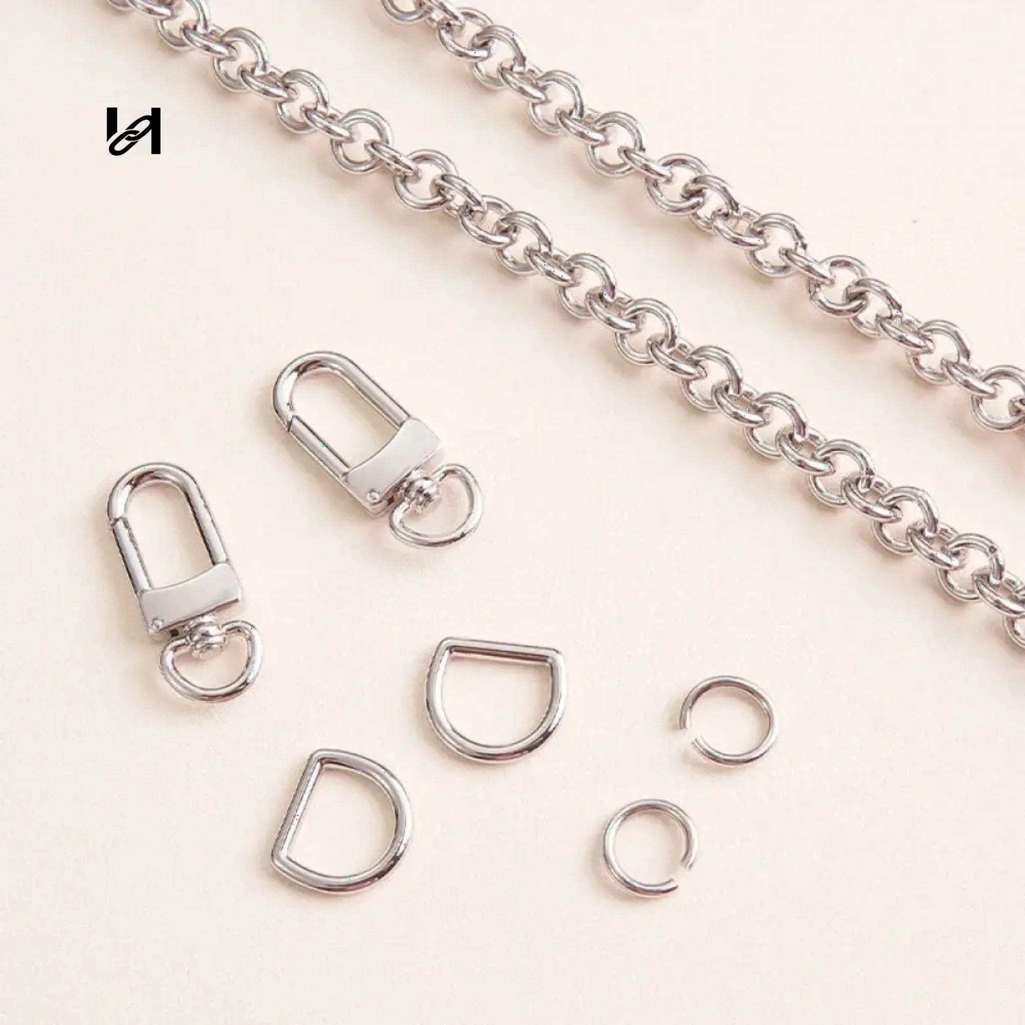 9mm hoodle shape chain - Chain Set / Silver - hardware