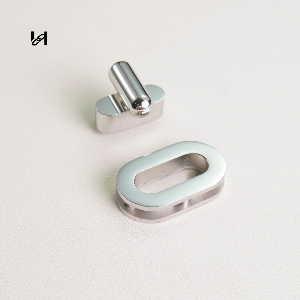 Best-Selling 33×20mm Stainless Steel Rounded Rectangle Turn Locks – Custom Hardware for Bags & Brands - hardware