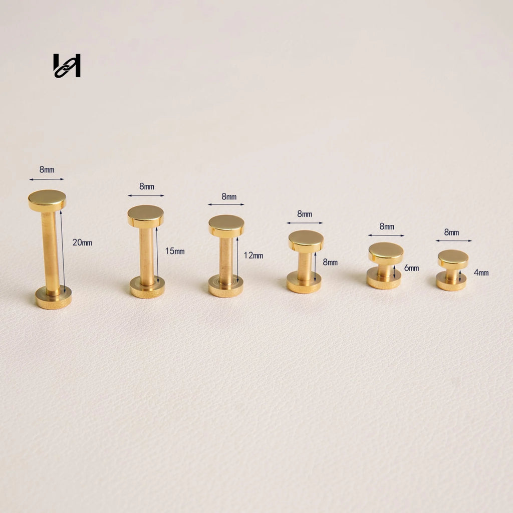 Gold and Silver 316L Stainless Steel Flat Head Screws – Bag Hardware for Leather Goods