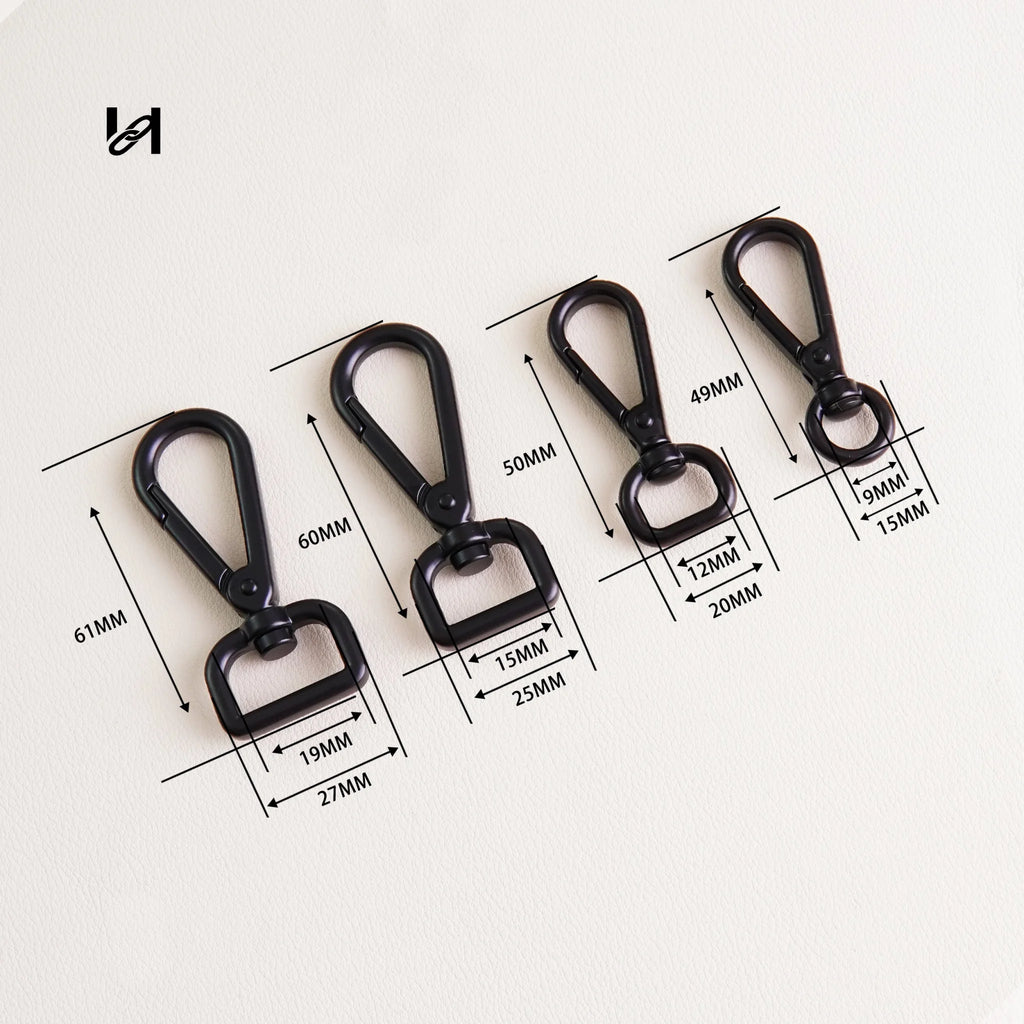 Black Swivel Snap Hook — Zinc Alloy Spring Gate Clasp for Bag Straps & Dog Leash