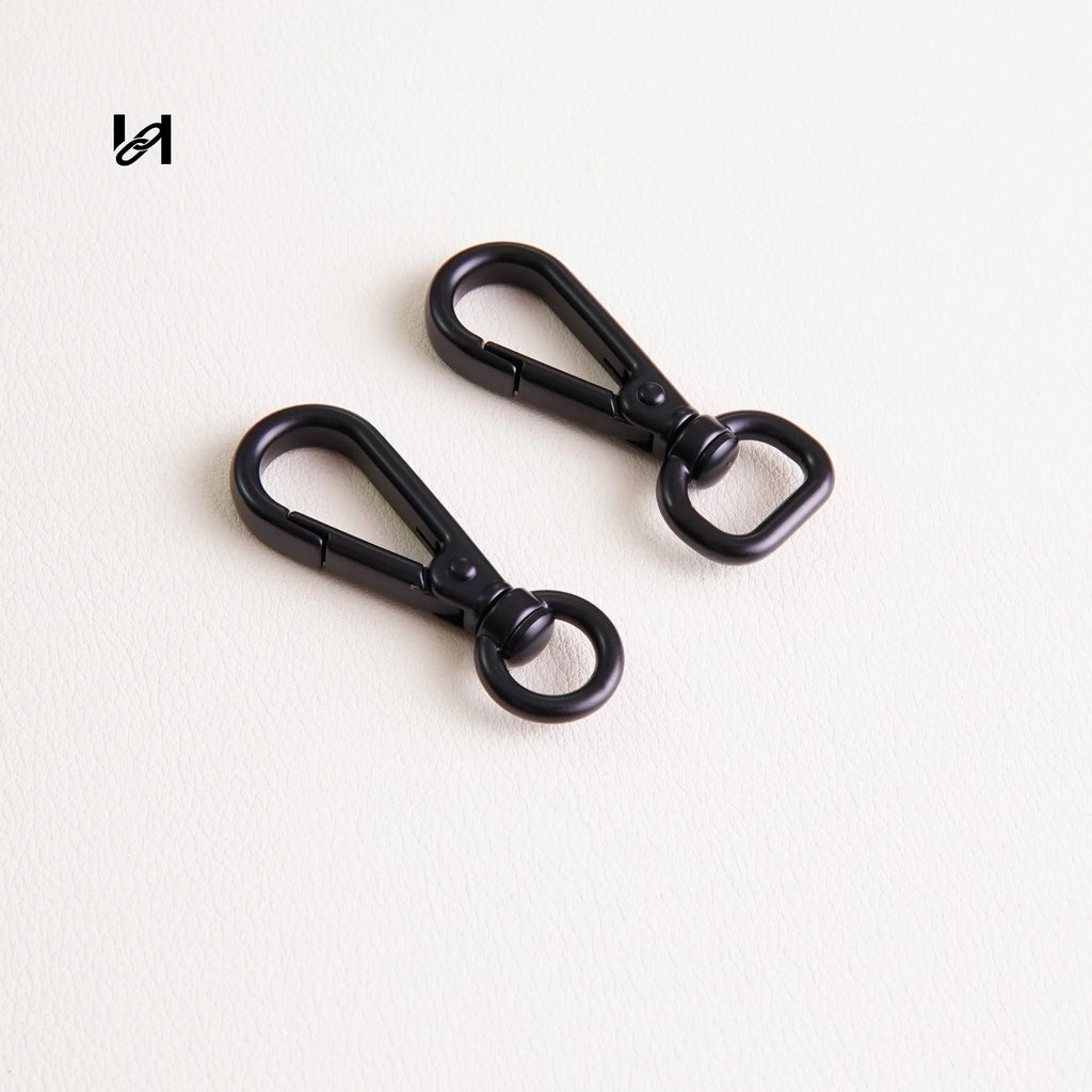 Black Swivel Snap Hook — Zinc Alloy Spring Gate Clasp for Bag Straps & Dog Leash