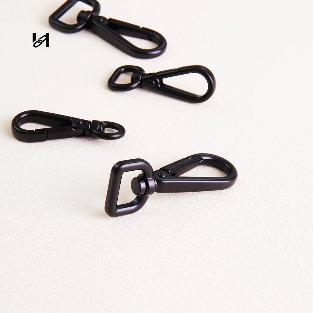 Black Swivel Snap Hook — Zinc Alloy Spring Gate Clasp for Bag Straps & Dog Leash