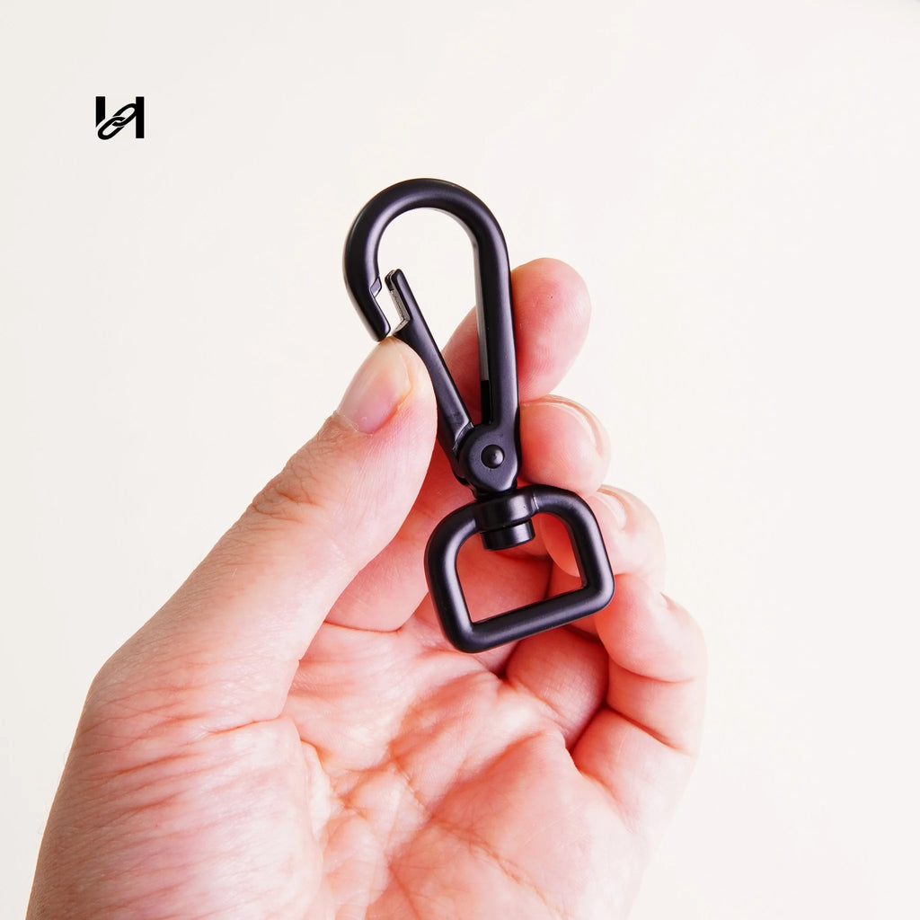 Black Swivel Snap Hook — Zinc Alloy Spring Gate Clasp for Bag Straps & Dog Leash