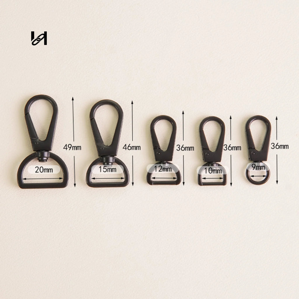 Black Zinc Alloy Swivel Hooks - hardware