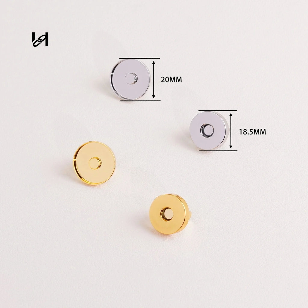Brass Cap Magnetic Snap for Bags & Leather Goods - hardware