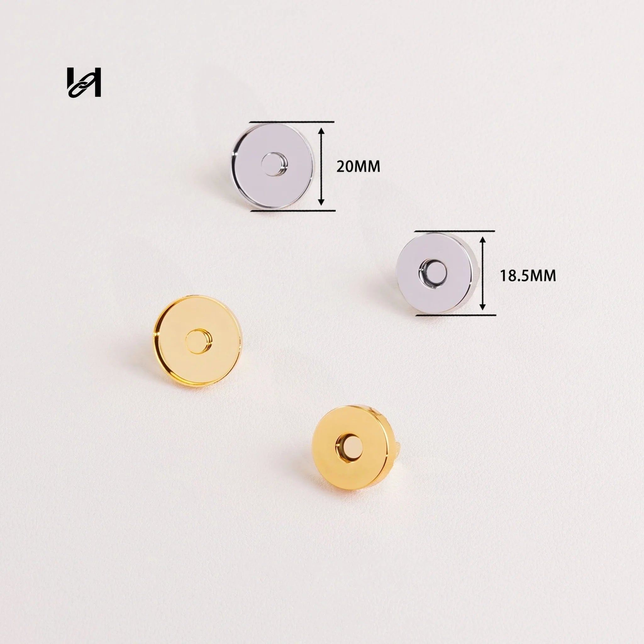 Brass Cap Magnetic Snap for Bags & Leather Goods - hardware