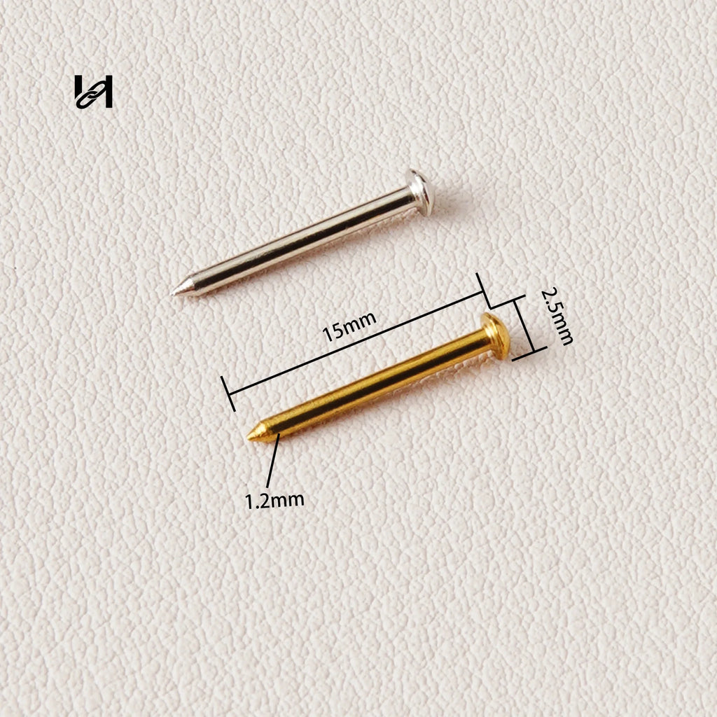 Brass Long Decorative Rivets & Perlage Setting Tool – Leather Craft Hardware for Handbags & Leather Goods - 1.2mm-1pcs
