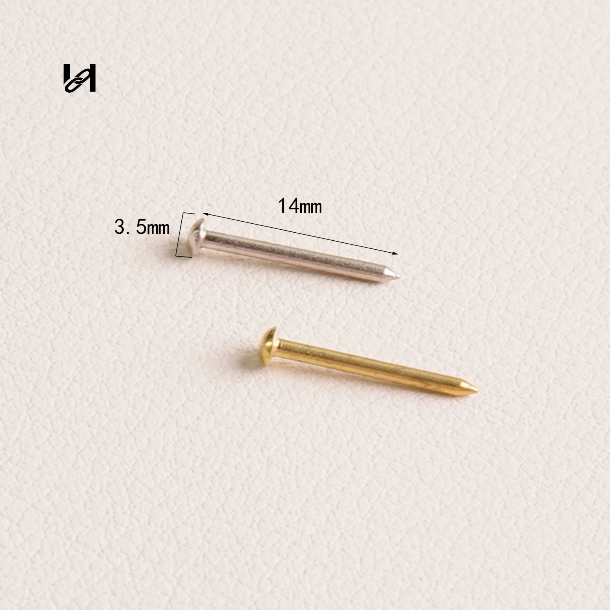 Brass Long Decorative Rivets & Perlage Setting Tool – Leather Craft Hardware for Handbags & Leather Goods