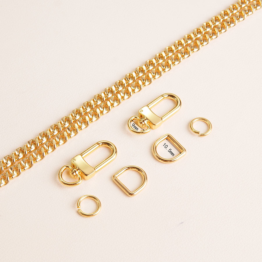 Gold color 6mm width  brass  chain for bag strap