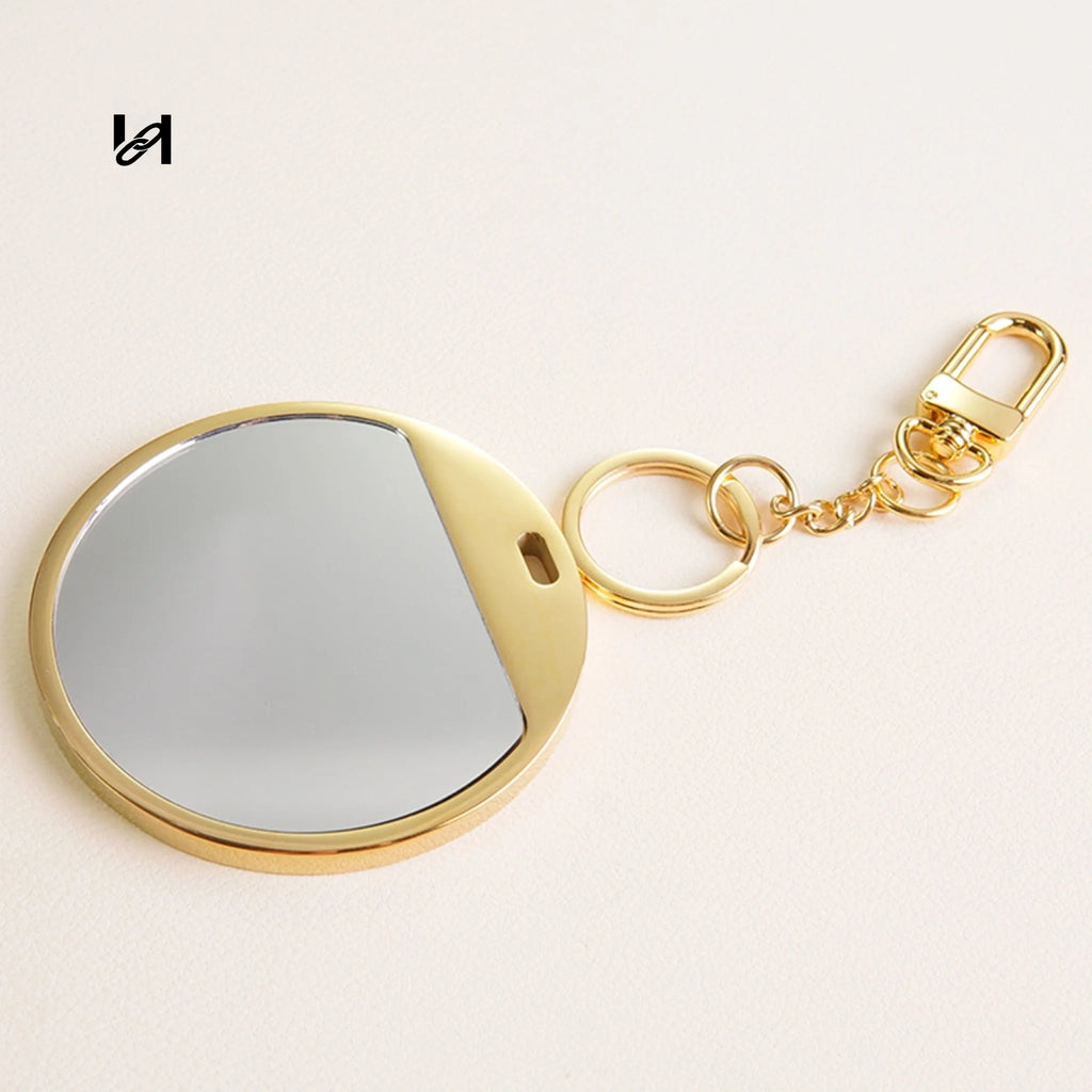 Custom Stainless Steel Mirror Bag Charms with Leather Veneer - hardware