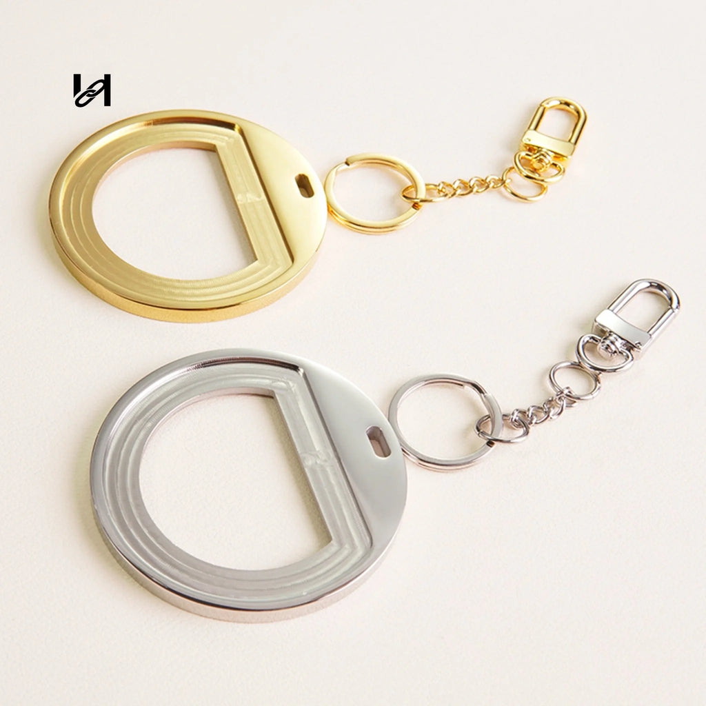 Custom Stainless Steel Mirror Bag Charms with Leather Veneer - hardware