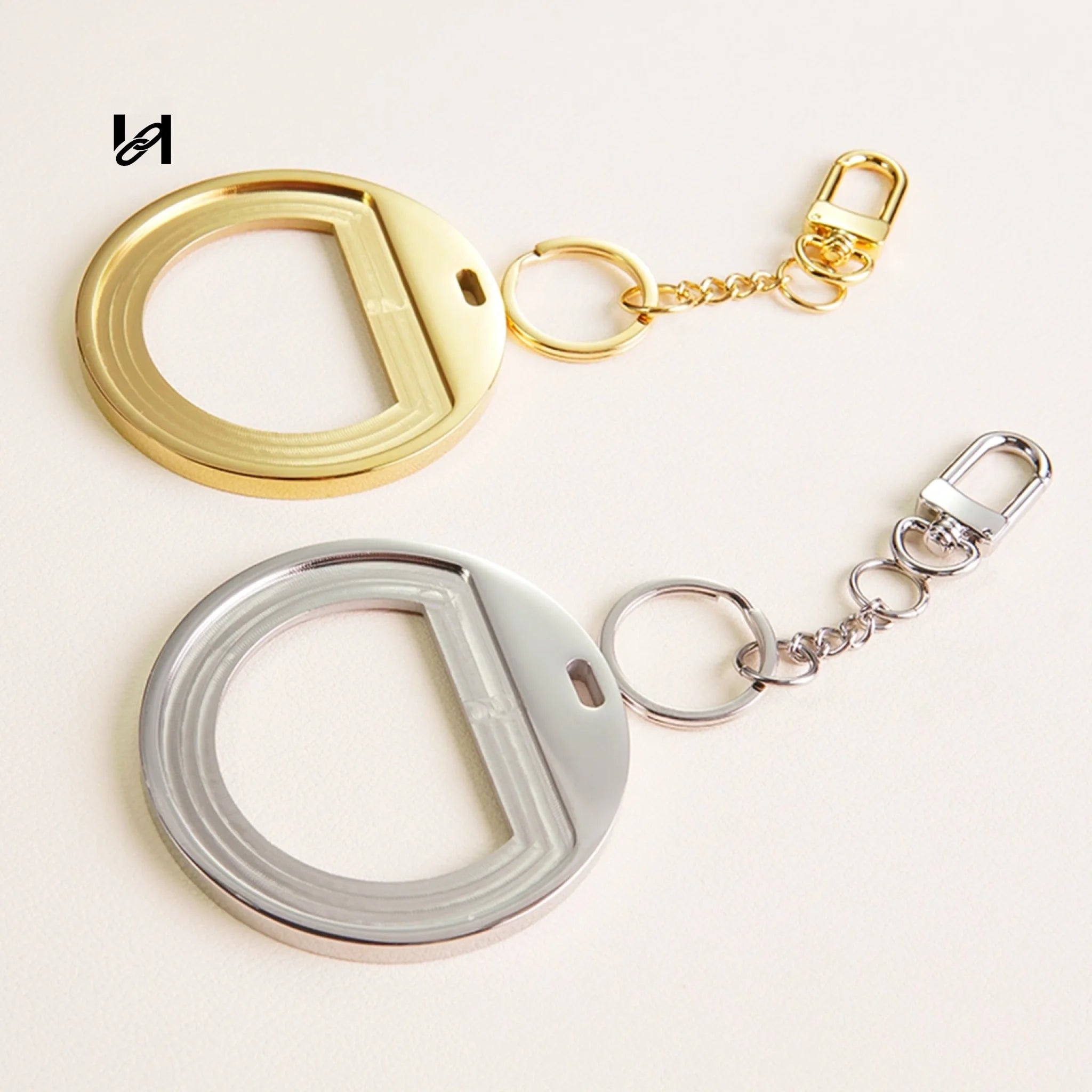 Custom Stainless Steel Mirror Bag Charms with Leather Veneer - hardware