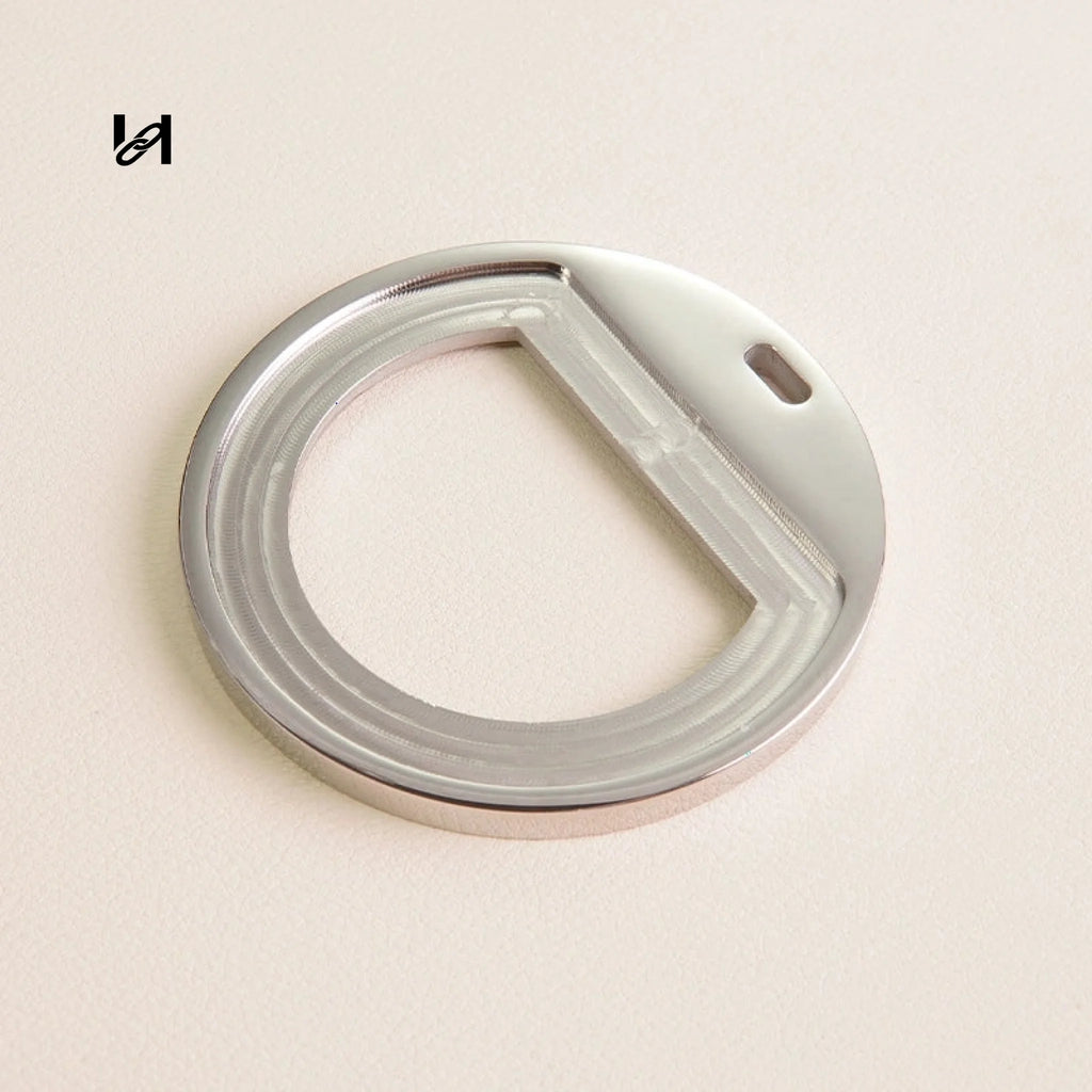 Custom Stainless Steel Mirror Bag Charms with Leather Veneer - Mirror Hardware / Silver - hardware
