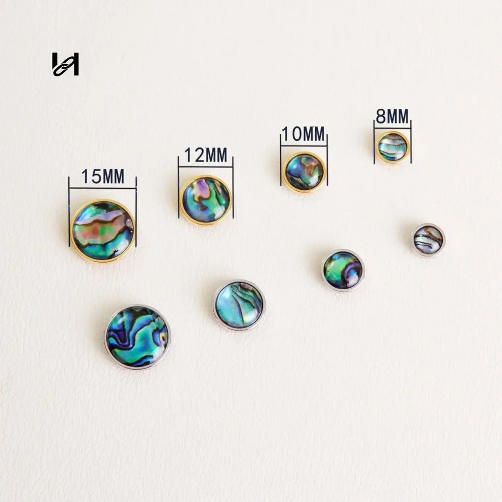 Shell decorated Rivet/Cufflinks-Stud/mushroom nails - 8MM blue / silver - hardware