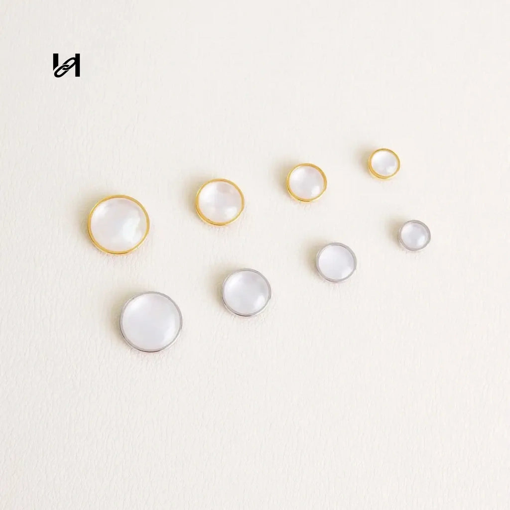 Shell decorated Rivet/Cufflinks-Stud/mushroom nails - 8MM white / silver - hardware