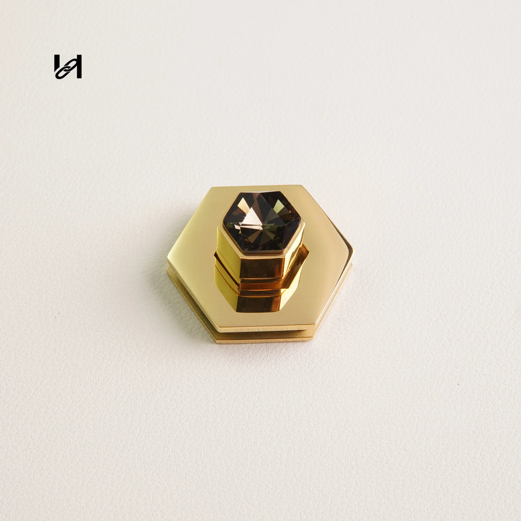 Flat Diamond Turn Lock - Gold / Gray - hardware