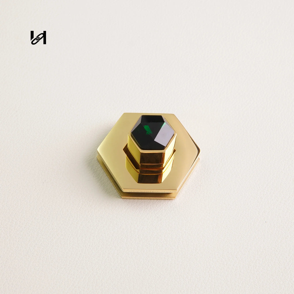Flat Diamond Turn Lock - Gold / Green - hardware