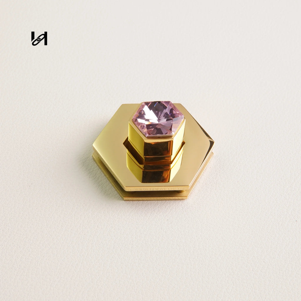 Flat Diamond Turn Lock - Gold / Pink - hardware