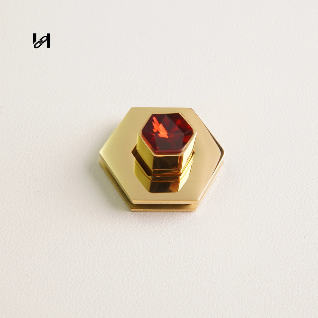 Flat Diamond Turn Lock - Gold / Red - hardware