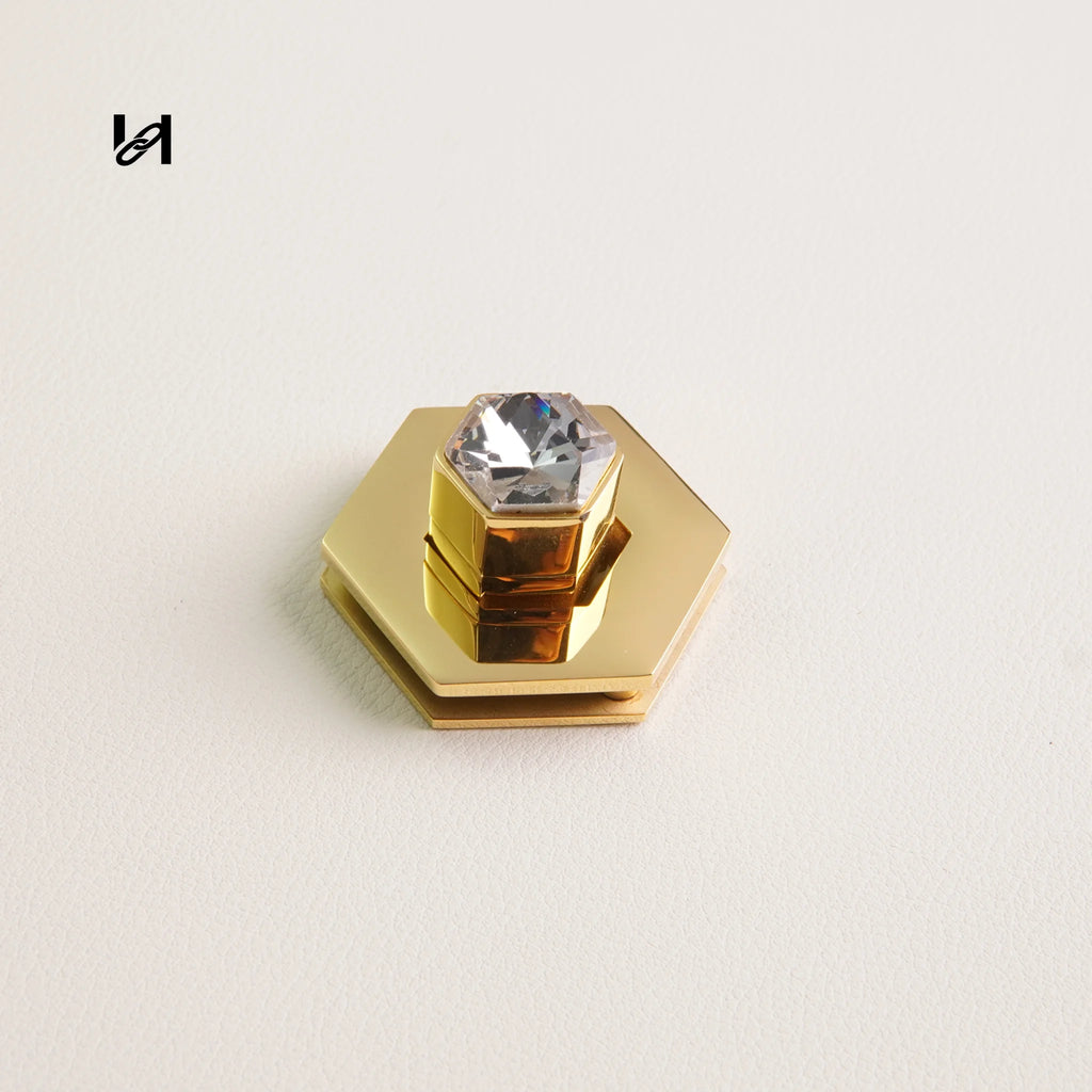 Flat Diamond Turn Lock - Gold / White - hardware