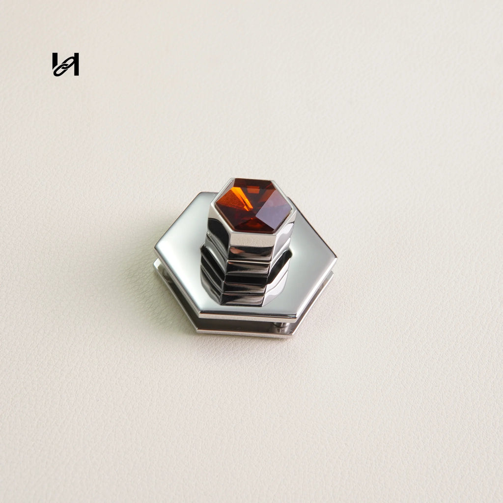 Flat Diamond Turn Lock - Silver / Orange - hardware