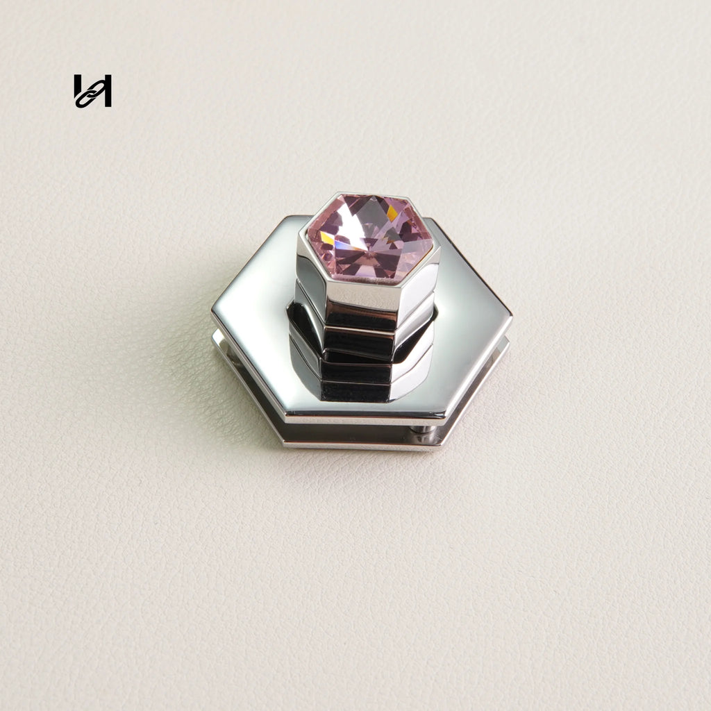 Flat Diamond Turn Lock - Silver / Pink - hardware