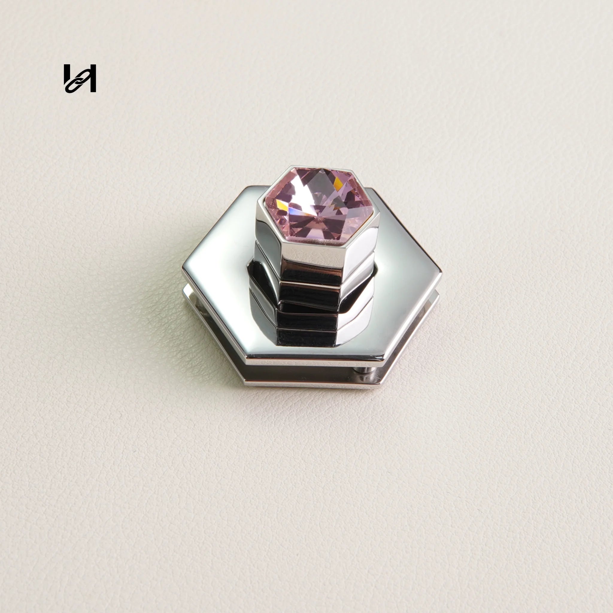 Flat Diamond Turn Lock - Silver / Pink - hardware