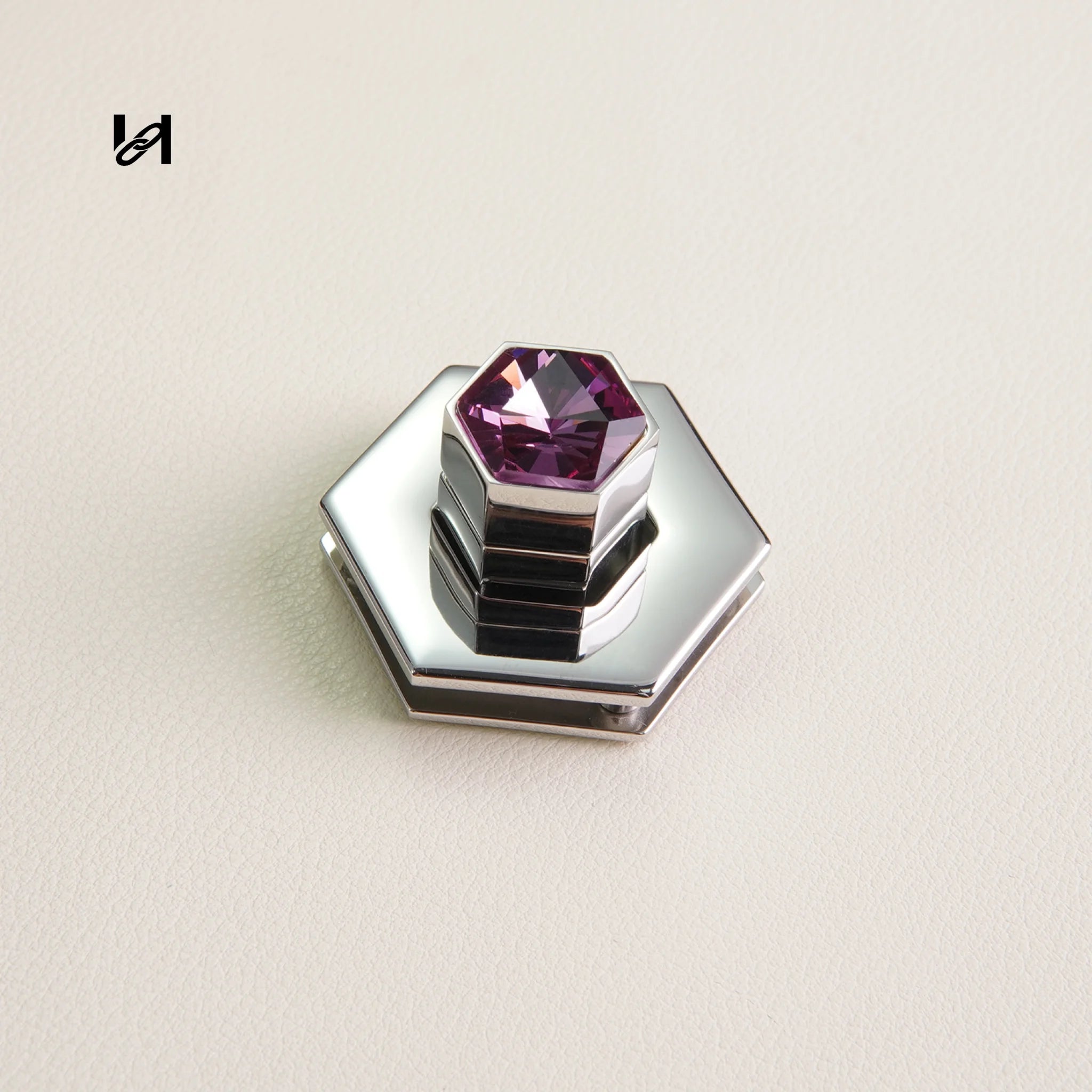 Flat Diamond Turn Lock - Silver / Purple - hardware