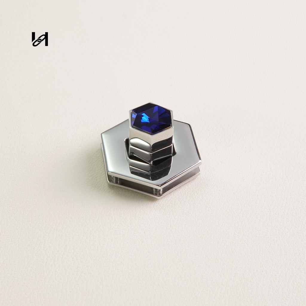 Flat Diamond Turn Lock - Silver / Royal blue - hardware