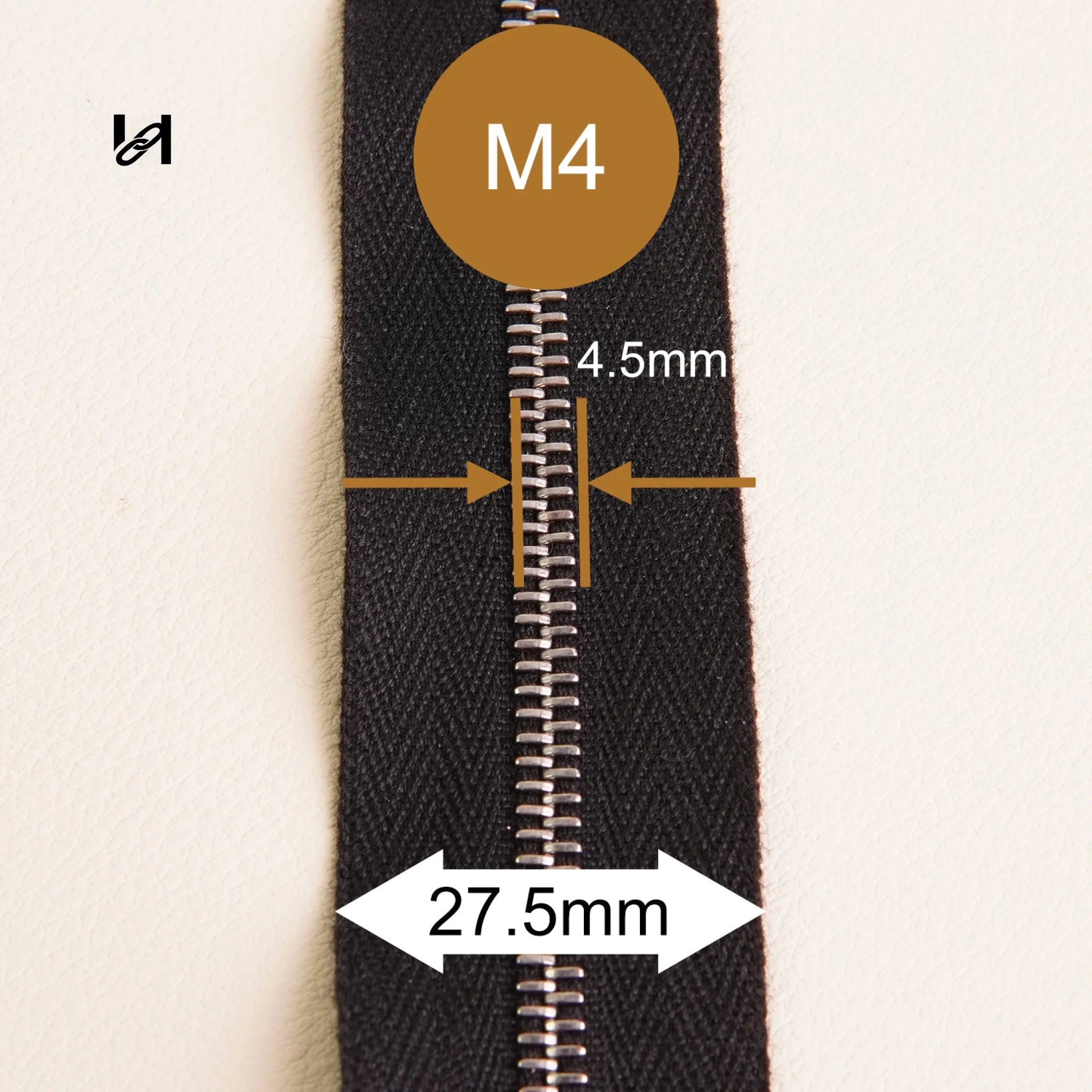 Gold M4 Size Teeth Zipper Tape - hardware