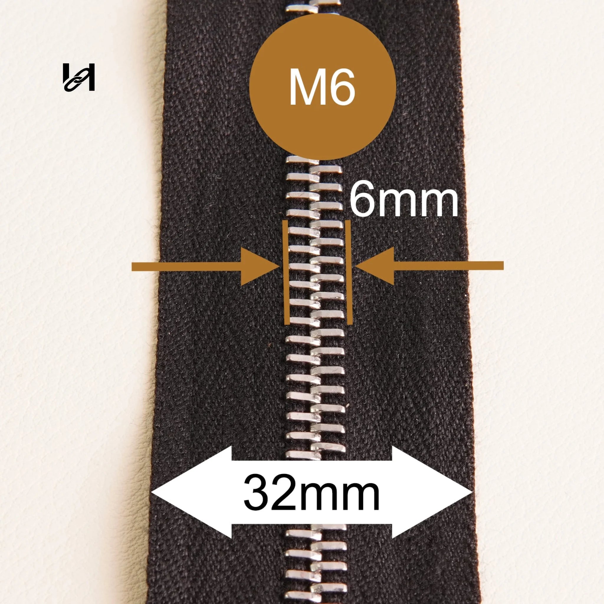 Gold M6 Size Teeth Zipper Tape - hardware
