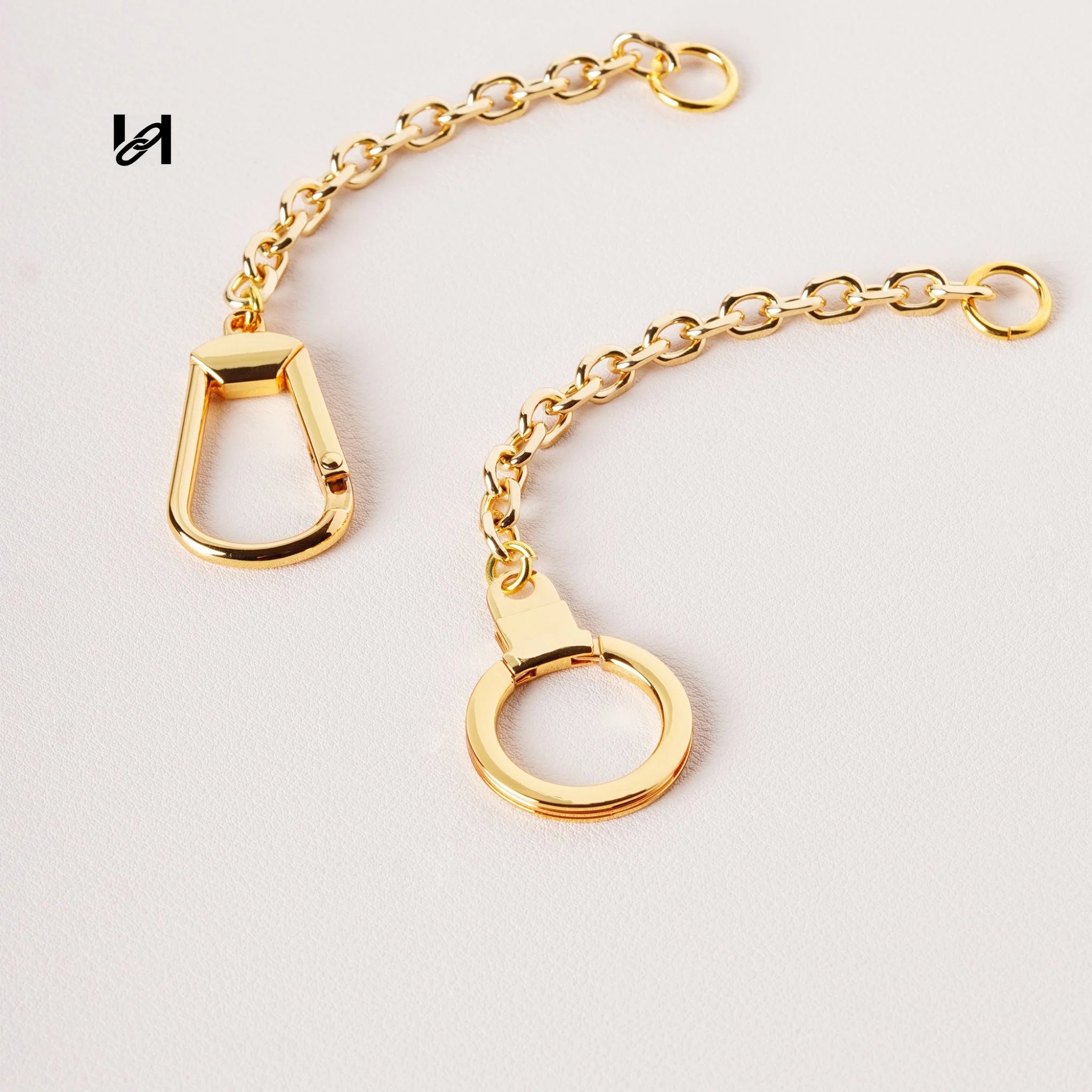 Gold Plated Bag Chain Hardware Set – D-Ring Connector & Spring O-Ring Clasp for Leather Goods - hardware
