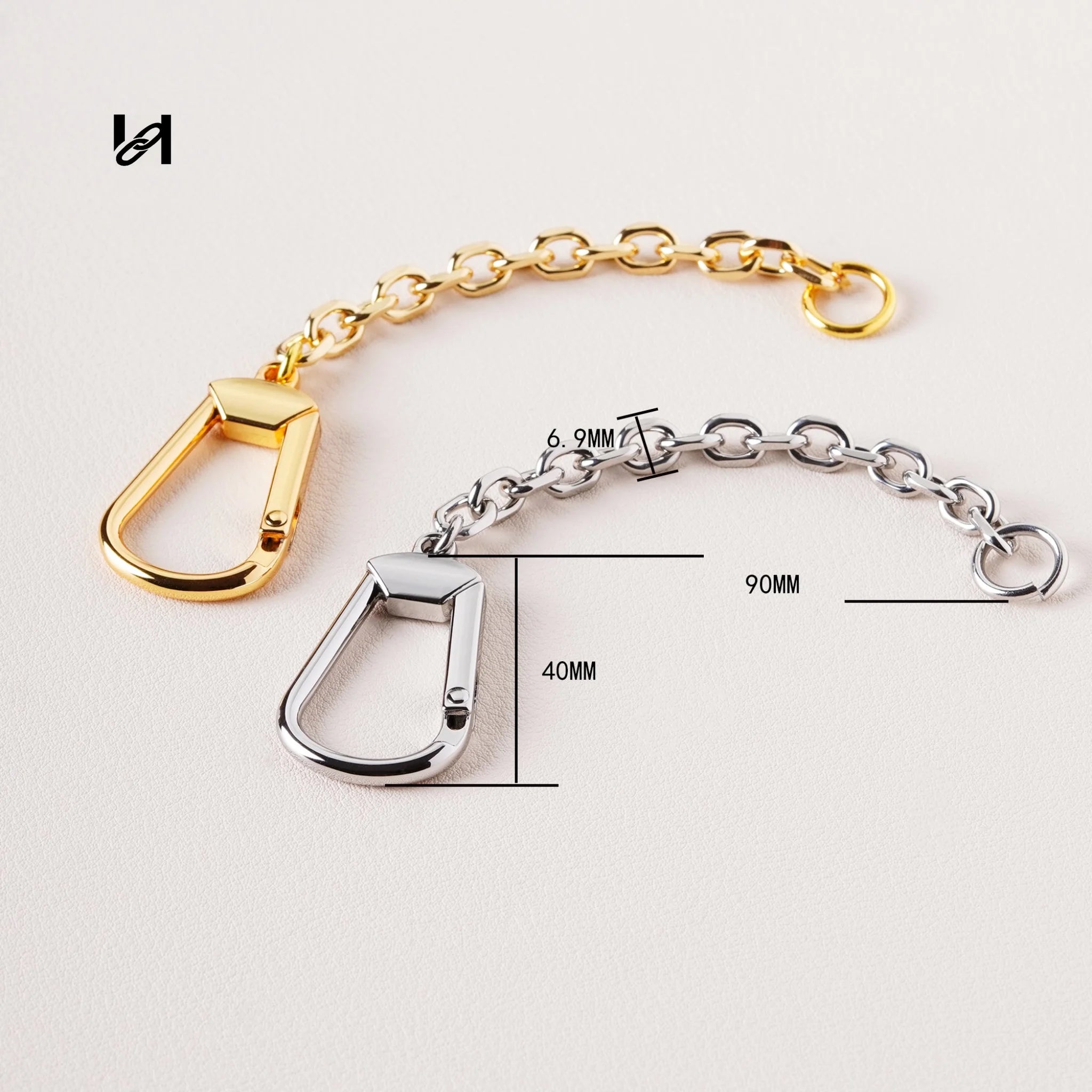 Gold Plated Bag Chain Hardware Set – D-Ring Connector & Spring O-Ring Clasp for Leather Goods - hardware