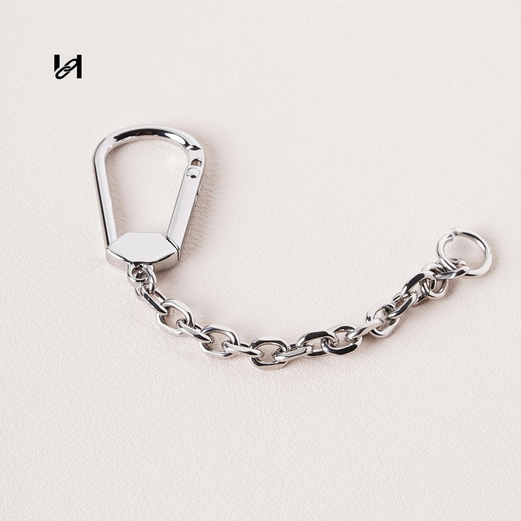 Gold Plated Bag Chain Hardware Set – D-Ring Connector & Spring O-Ring Clasp for Leather Goods - Silver / Trapezoid