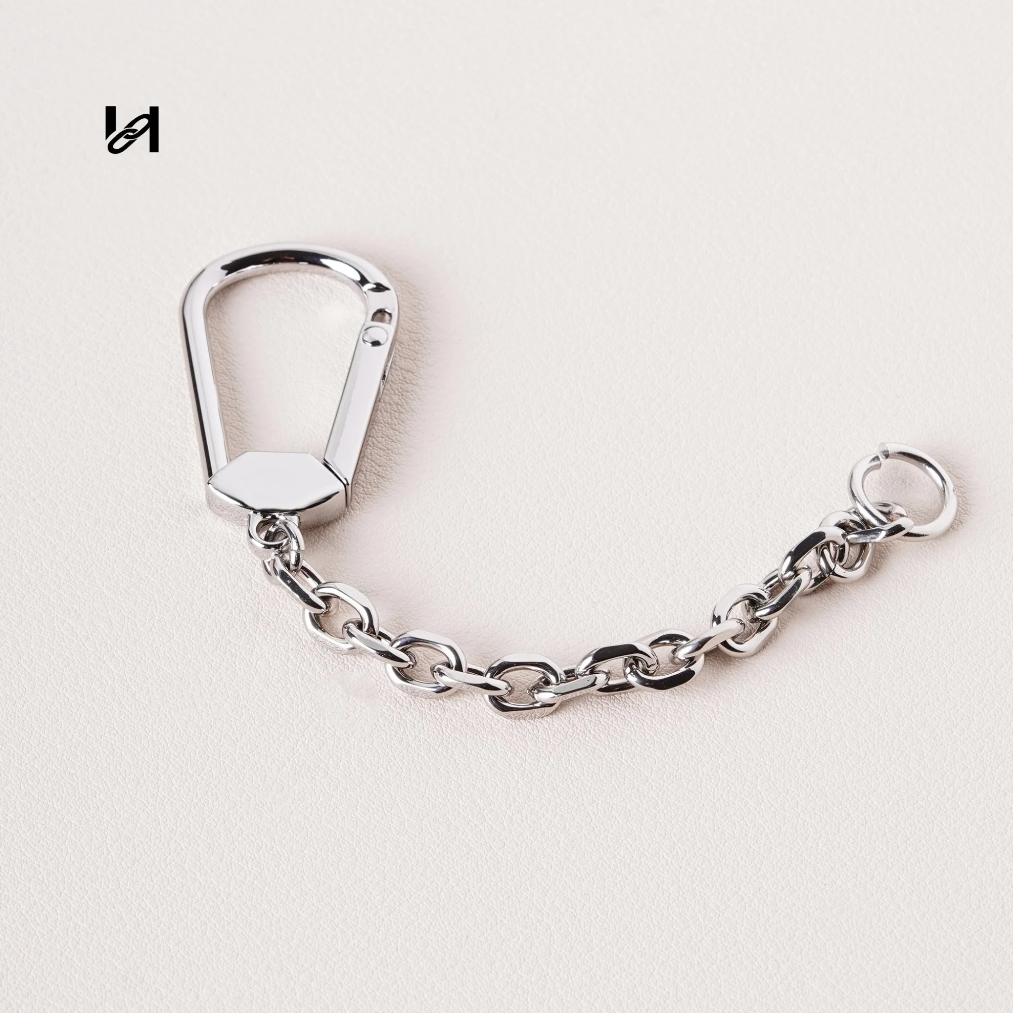 Gold Plated Bag Chain Hardware Set – D-Ring Connector & Spring O-Ring Clasp for Leather Goods - Silver / Trapezoid