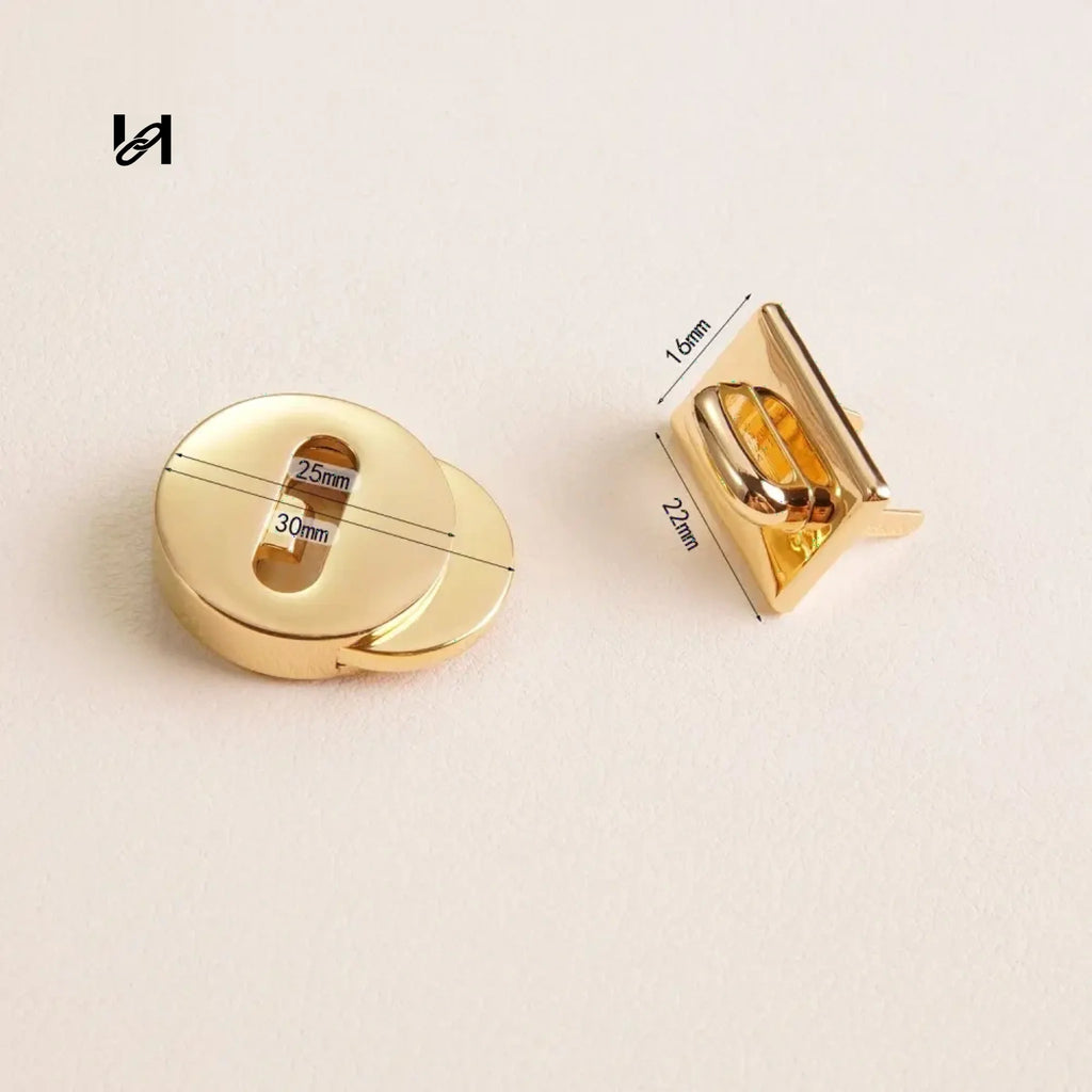 Gold Round Lock - hardware