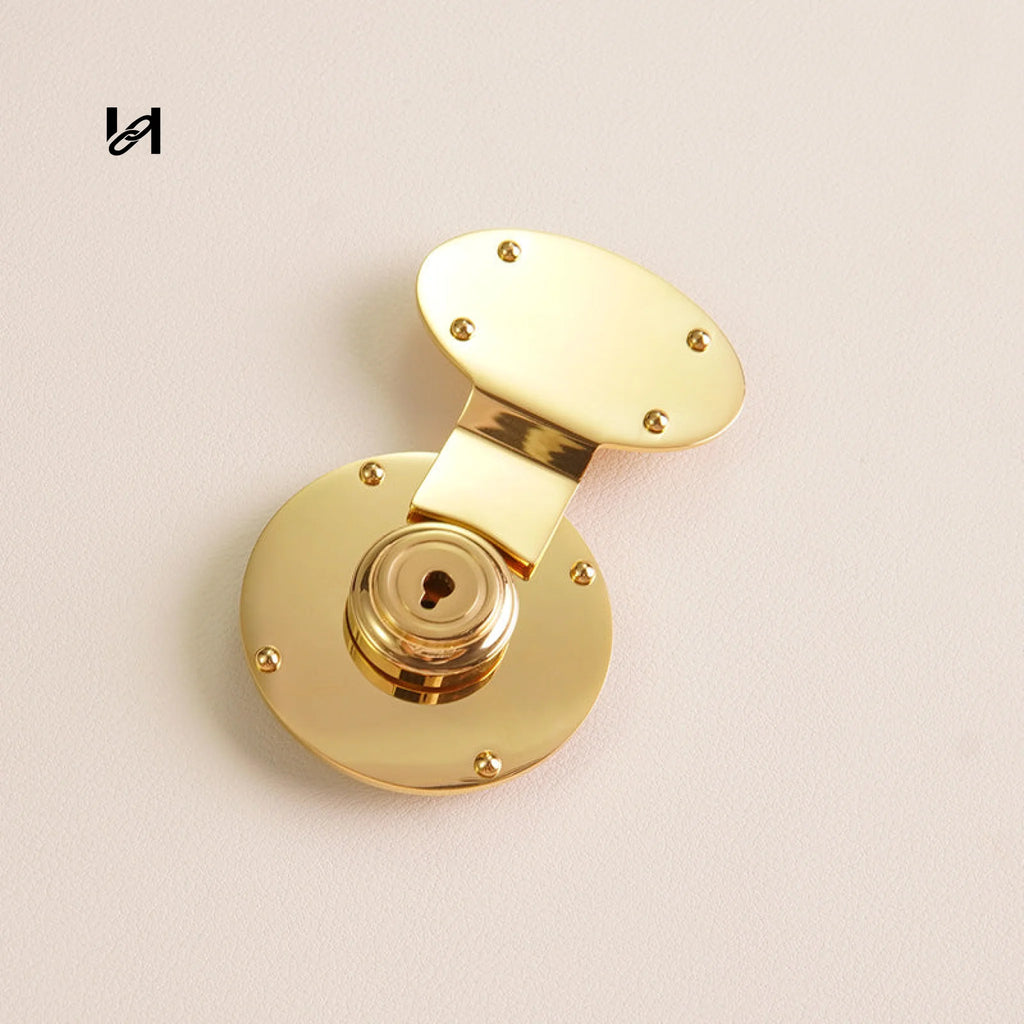 Hasp Lock With Two Handle Holders - Gold / Lock only - hardware