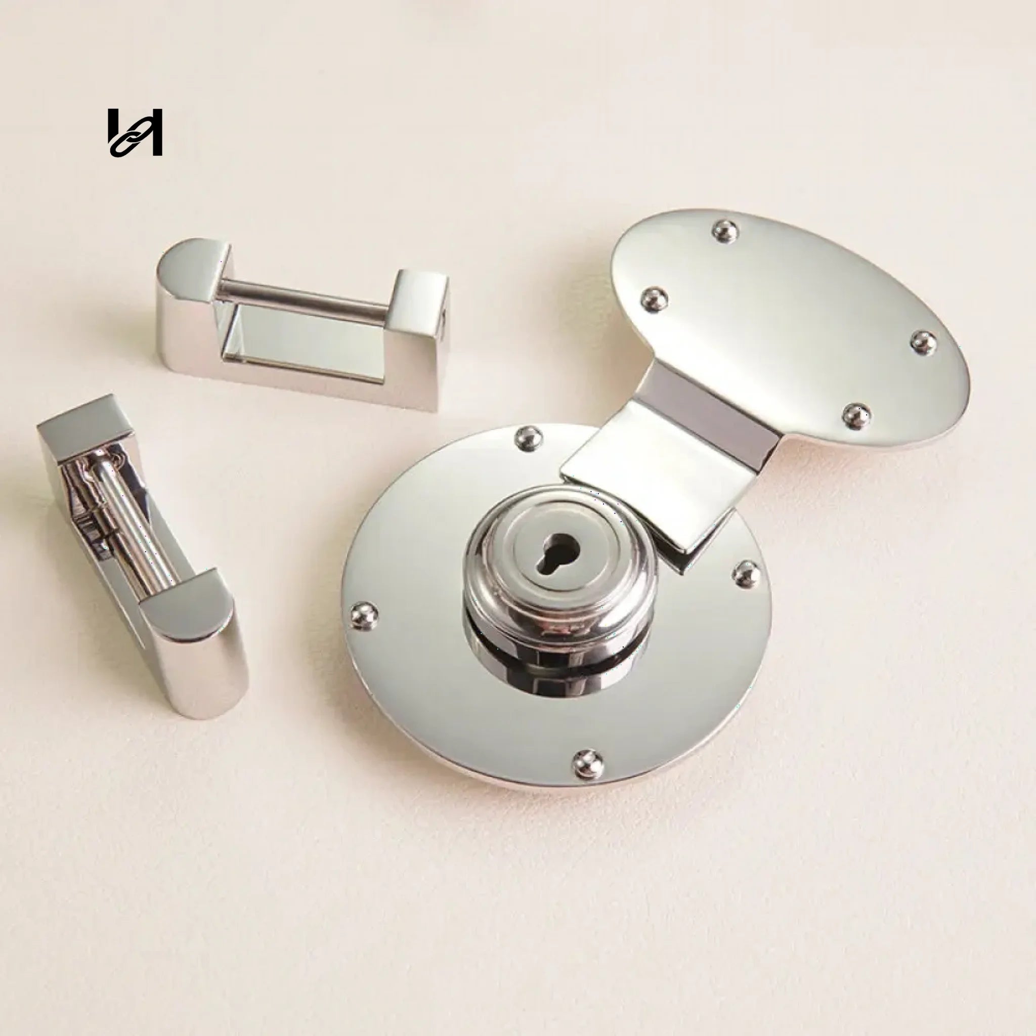 Hasp Lock With Two Handle Holders - Silver / Include Two Handle Holders - hardware