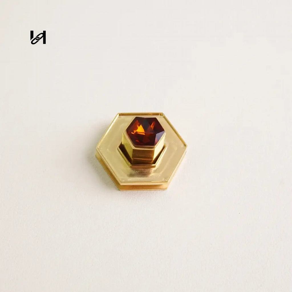 Insert Leather Diamond Turn Lock - Orange - hardware
