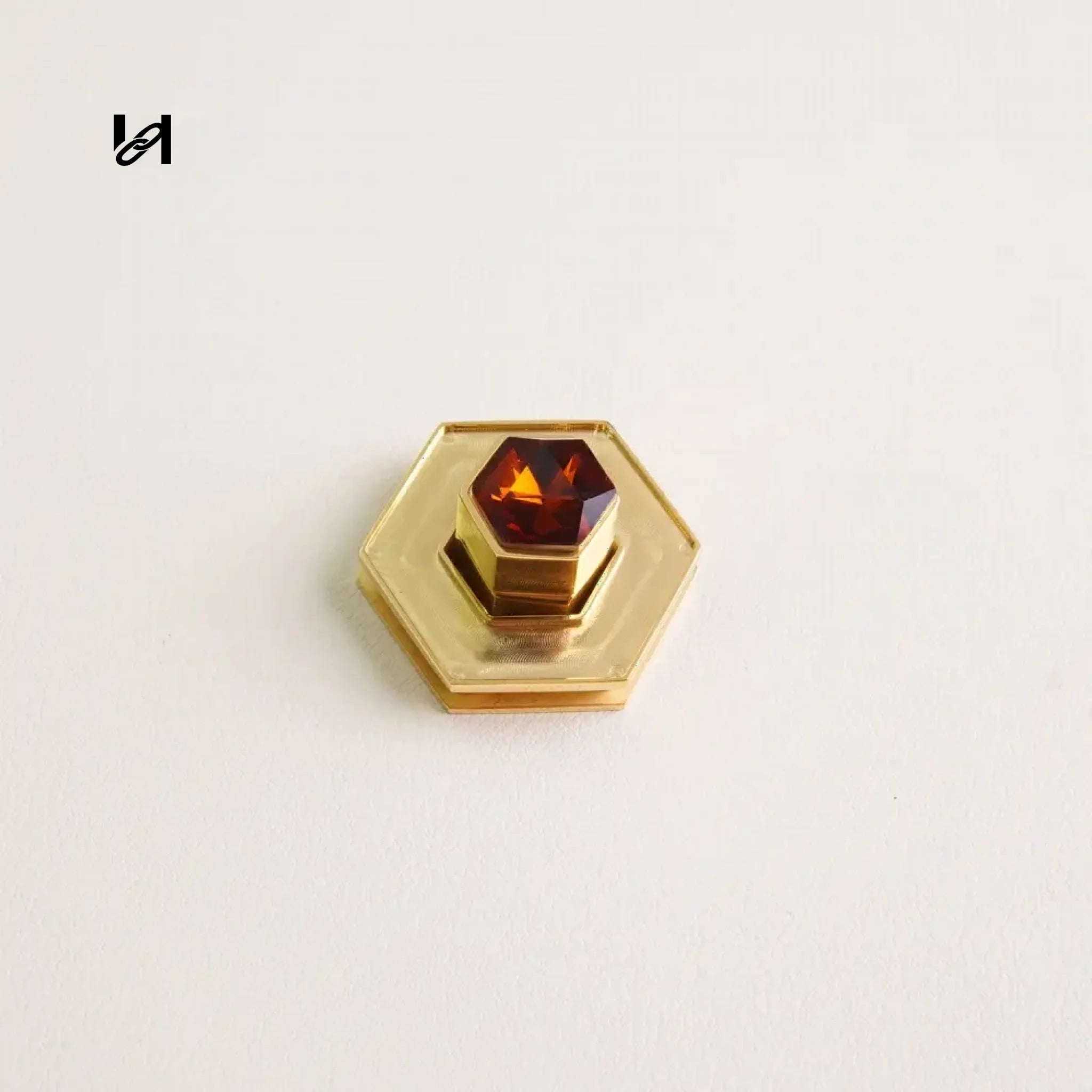 Insert Leather Diamond Turn Lock - Orange - hardware
