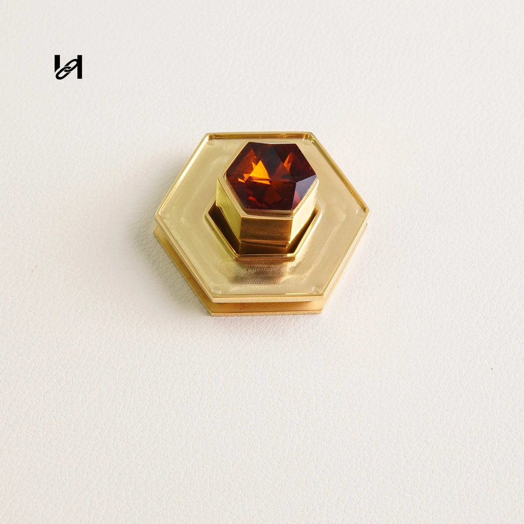 Insert Leather Diamond Turn Lock - Orange - hardware