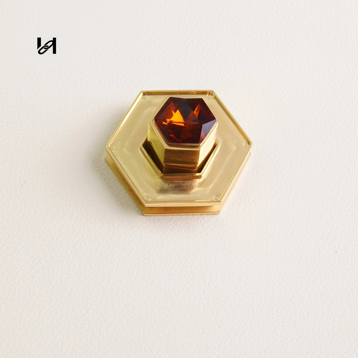 Insert Leather Diamond Turn Lock - Orange - hardware