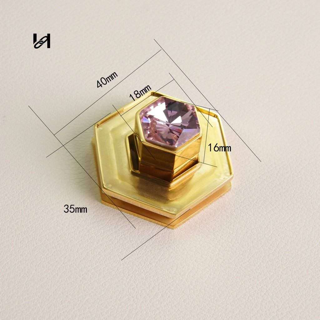 Insert Leather Diamond Turn Lock - Pink - hardware