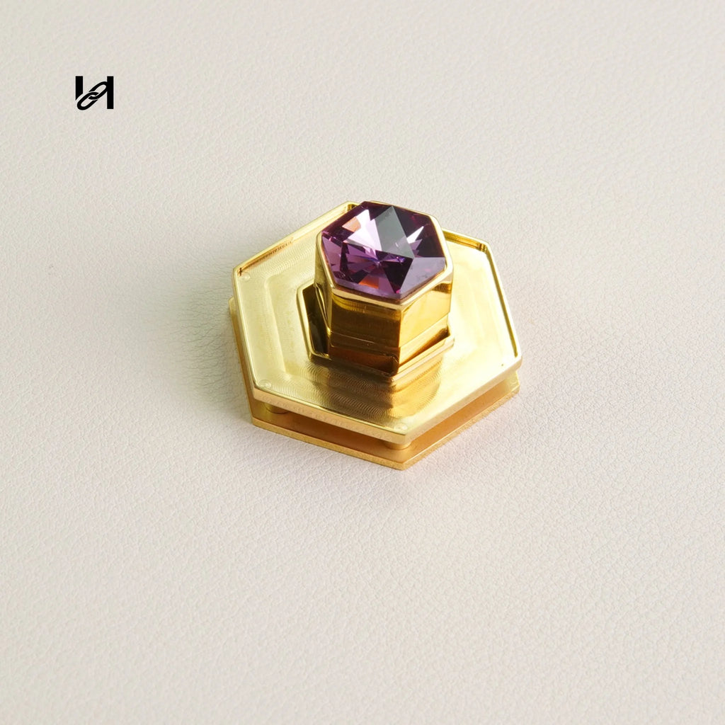 Insert Leather Diamond Turn Lock - Purple - hardware