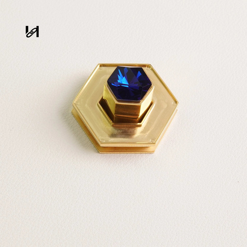 Insert Leather Diamond Turn Lock - Royal blue - hardware