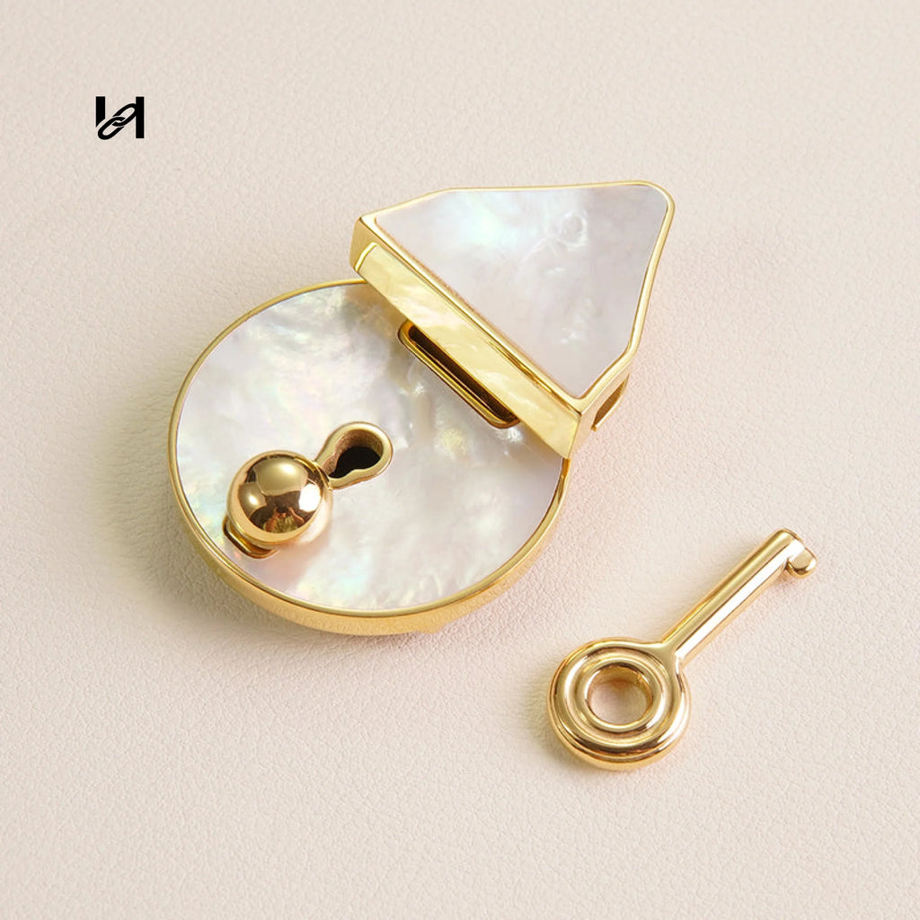 Large Abalone Shell Lock - Gold / White - hardware