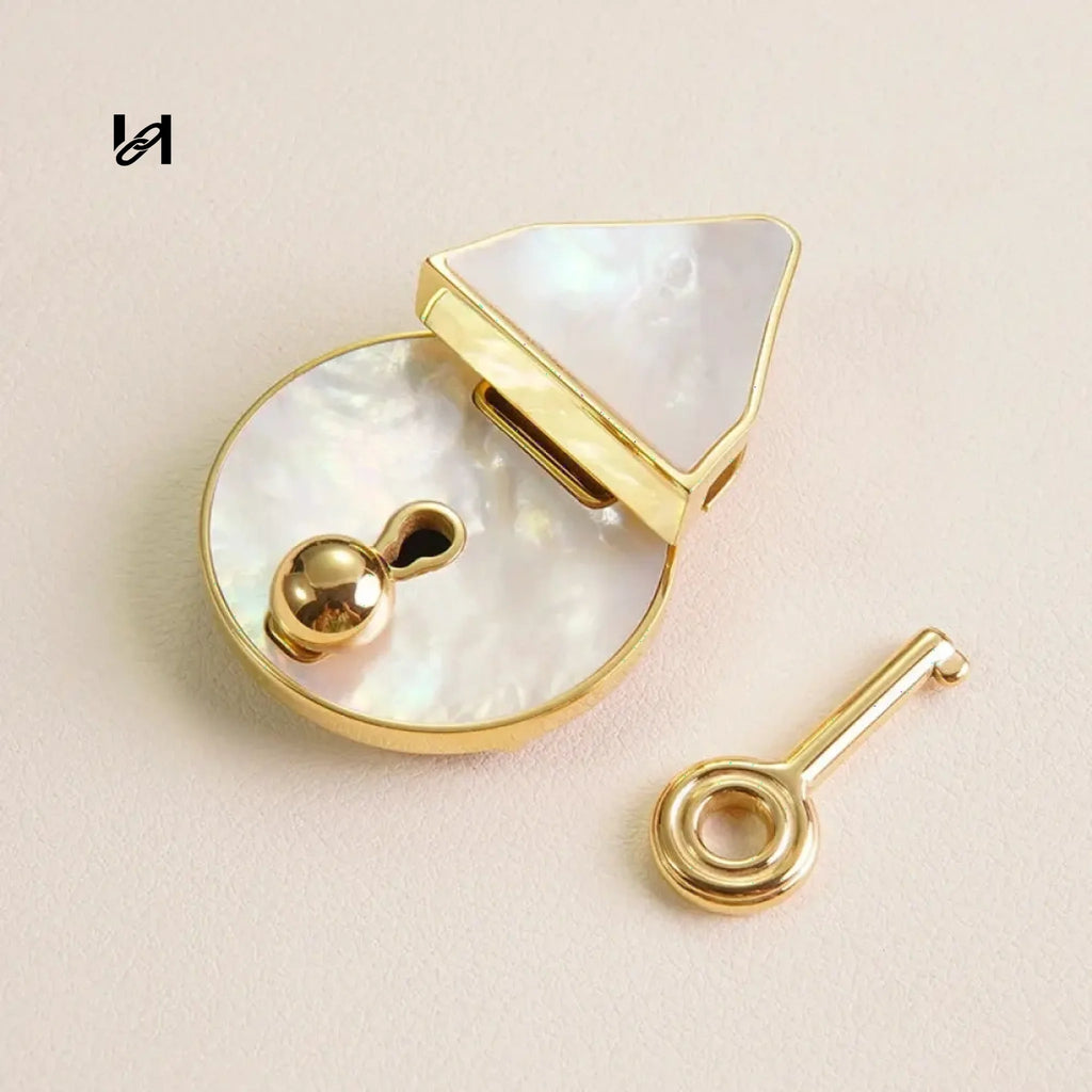 Large Abalone Shell Lock - Gold / White - hardware